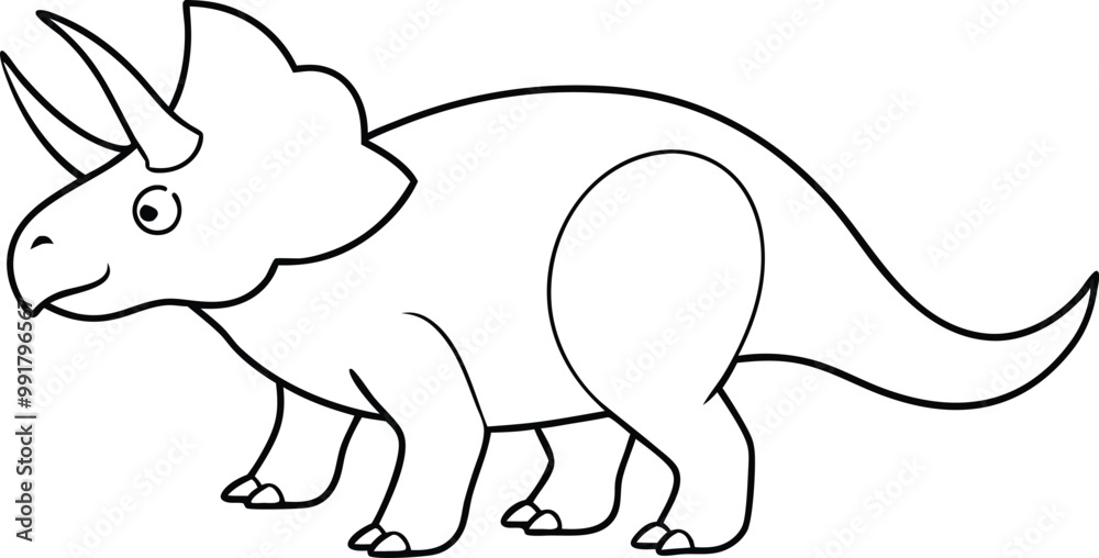 Obraz premium Dinosaur World Triceratops Vector Drawing for Kids Coloring Joy 