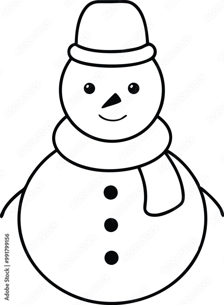 Winter Snowman with Scarf and Hat Creative Kids Coloring Vector Design
Winter Snowman with Scarf and Hat Creative Kids Coloring Vector Design