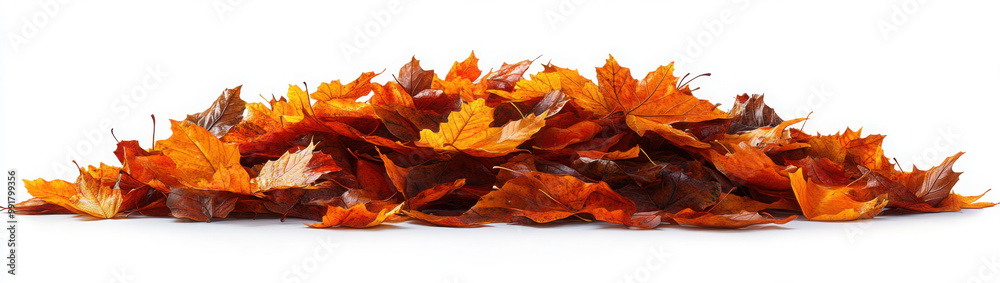 Pile of autumn leaves isolated on white background
Pile of autumn leaves isolated on white background
