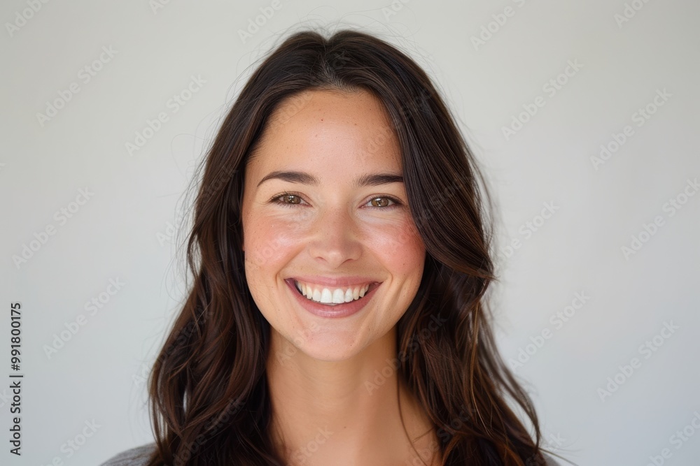 Portrait of a woman with dark brown hair on a white background, hair coloring. Portrait of a woman with dark brown hair on a white background, hair coloring.