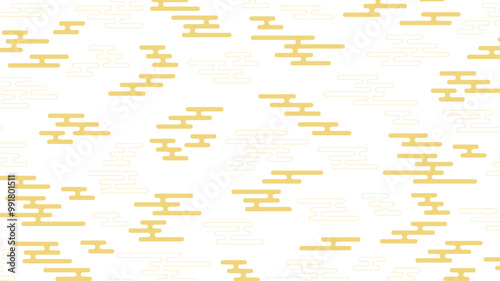 エ霞　背景　白　金色　黄土色　ベクター　素材　和柄　雲