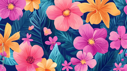 Wallpaper Mural Hand-painted realistic floral  pattern background Torontodigital.ca