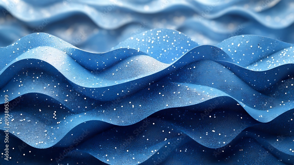 Obraz premium Abstract blue wavy background with a light sparkle.