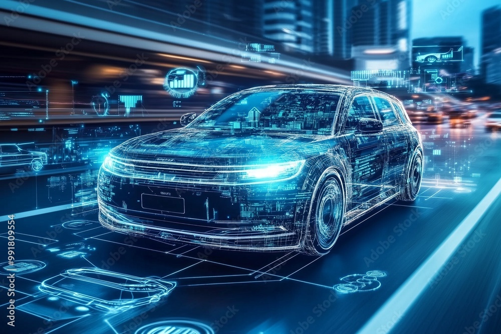 Futuristic Smart Car Technology and Autonomous Driving Systems - Generative AI Futuristic Smart Car Technology and Autonomous Driving Systems - Generative AI