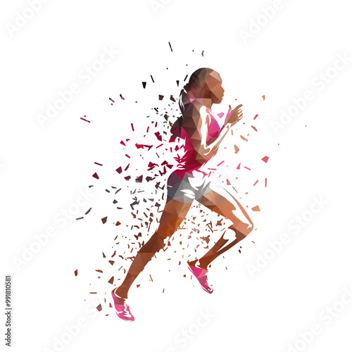 Obraz na płótnie Run, running woman, isolated vector silhouette. Side view. Female runner w salonie