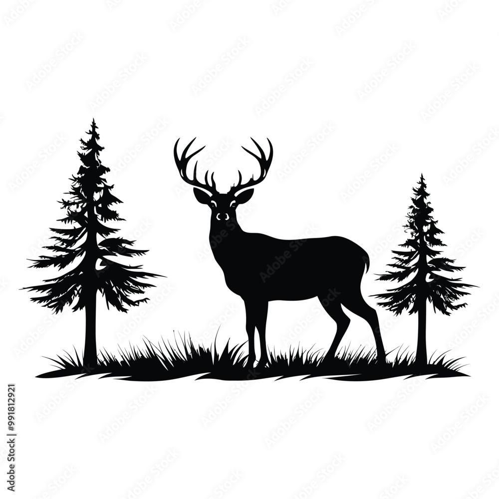 Obraz premium Christmas Reindeer Silhouette