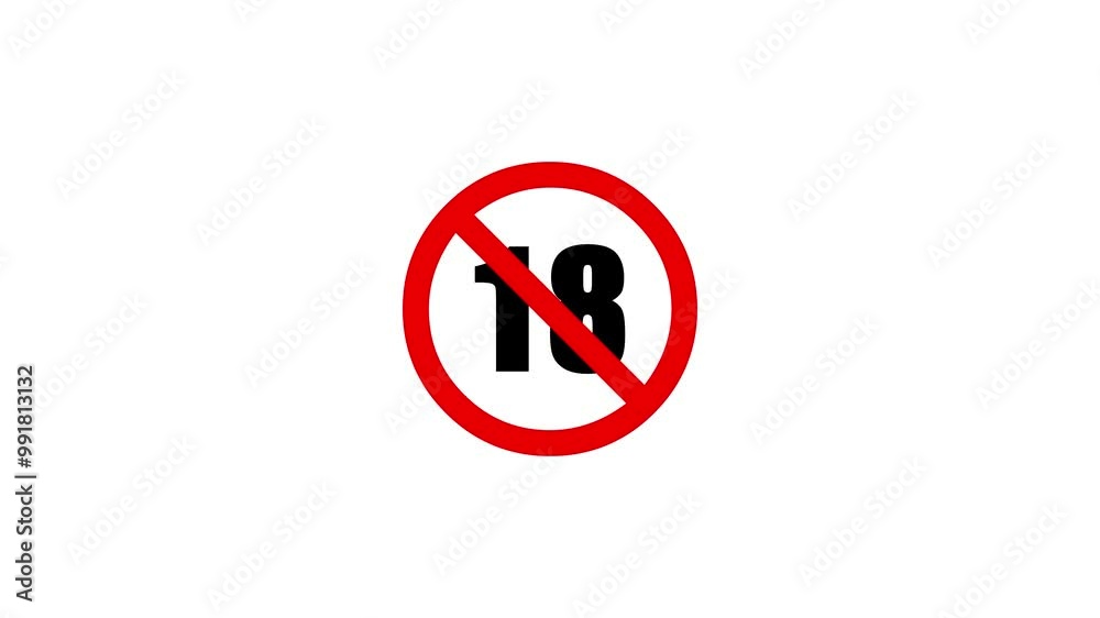 18 Not Allowed Sign Animation Video. Over 18 only censored. eighteen age older. 4K animation 18 Not Allowed Sign Animation Video. Over 18 only censored. eighteen age older. 4K animation