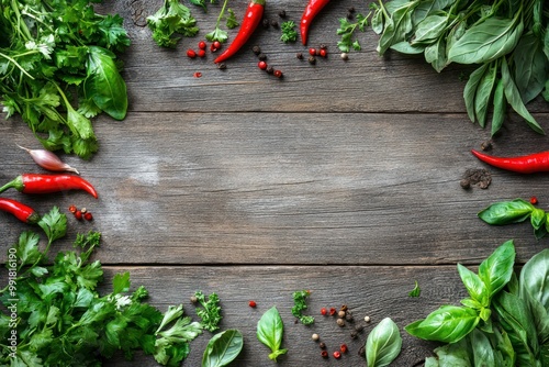 Vibrant Asian Ingredients on Rustic Wooden Background photo