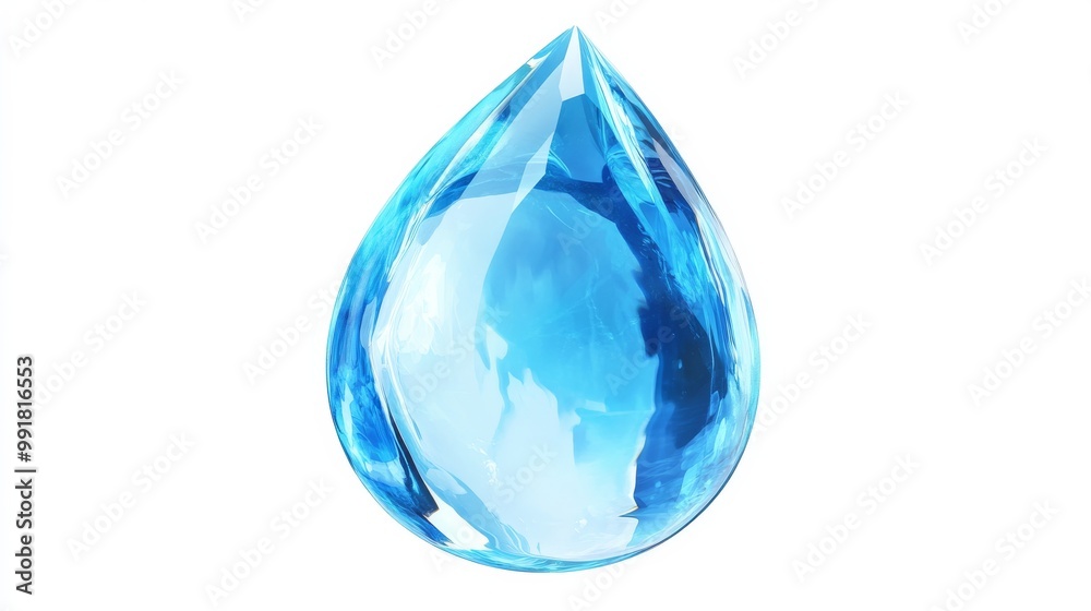 Obraz premium 3D Render of a Single Water Drop, 3D, water drop, blue water