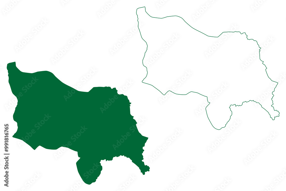 Fototapeta premium Poonch district (Jammu and Kashmir union territory, Republic of India) map vector illustration, scribble sketch Punch or Pruntch map