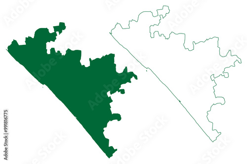 Porbandar district (Gujarat State, Republic of India) map vector illustration, scribble sketch Porbandar map photo