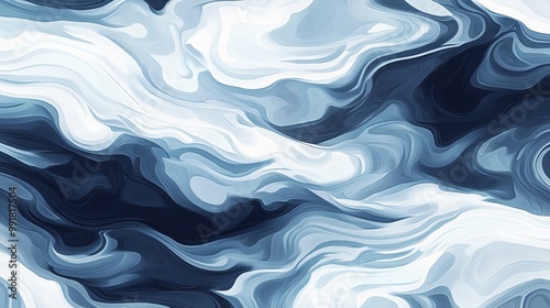 Abstract Blue Swirling Lines - Digital Painting, Abstract Art, Abstract Background, Blue, Swirl, Line, Digital