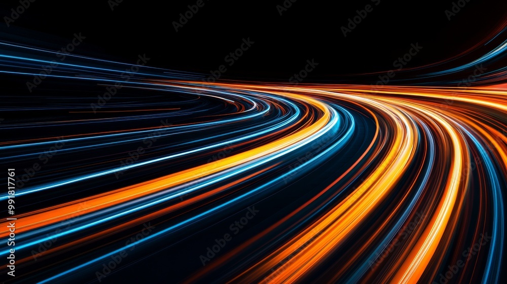 Abstract Curving Light Trails in Orange and Blue, Digital Art, Long Exposure, Motion Blur, Lights, Speed, Energy Abstract Curving Light Trails in Orange and Blue, Digital Art, Long Exposure, Motion Blur, Lights, Speed, Energy