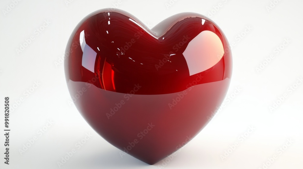 Glossy Red Heart, 3D Render, Love, Heart Shape, Valentine's Day Glossy Red Heart, 3D Render, Love, Heart Shape, Valentine's Day
