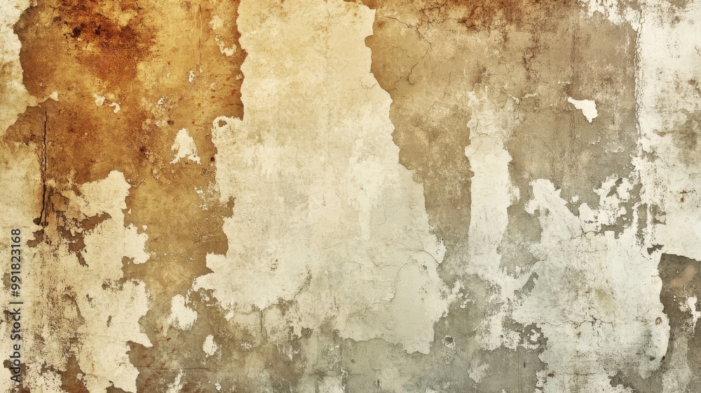 Obraz premium Weathered Wall Texture, Brown, Beige, White, Vintage, Cracked Wall, Concrete