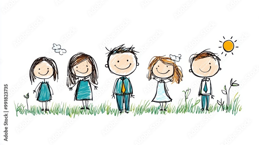Fototapeta premium Children Smiling in a Playful Outdoor Setting