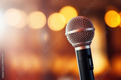 Close-up of a Microphone on Stage: Ready for the Show