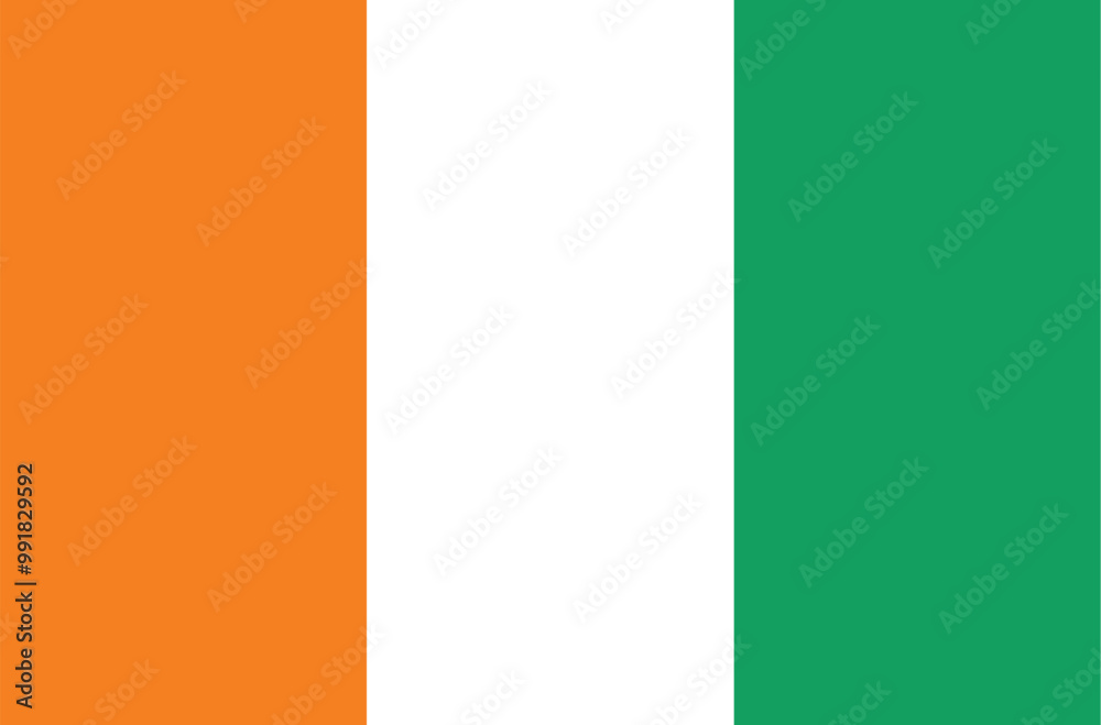 National flag of Ivory Coast. Ivory Coast flag. Vector Illustration. National flag of Ivory Coast. Ivory Coast flag. Vector Illustration.