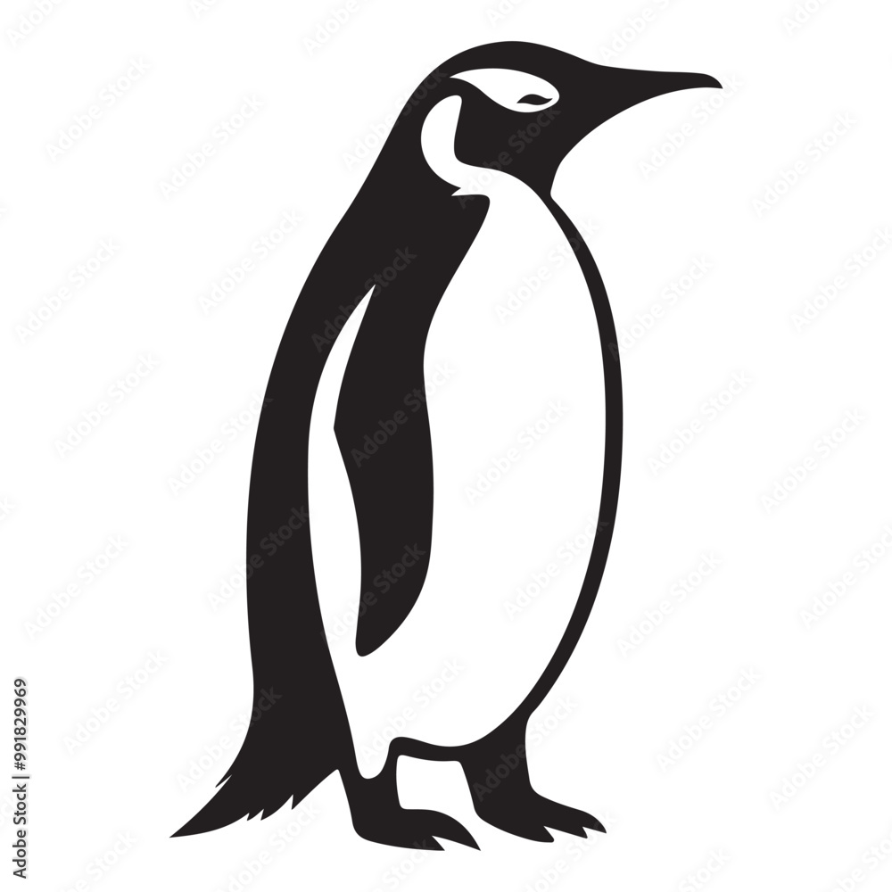 Obraz premium Penguin Silhouette Vector Art Illustration, Animal Isolated On White Background, Penguin Silhouette