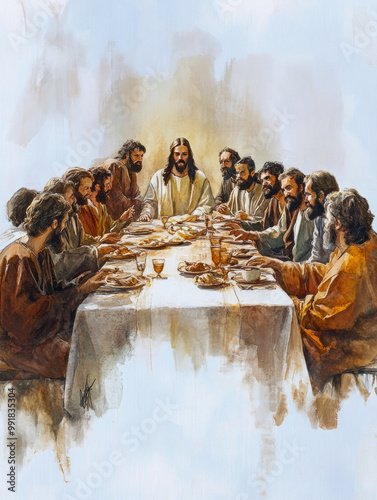 The Last Supper painting with Jesus and his disciples
