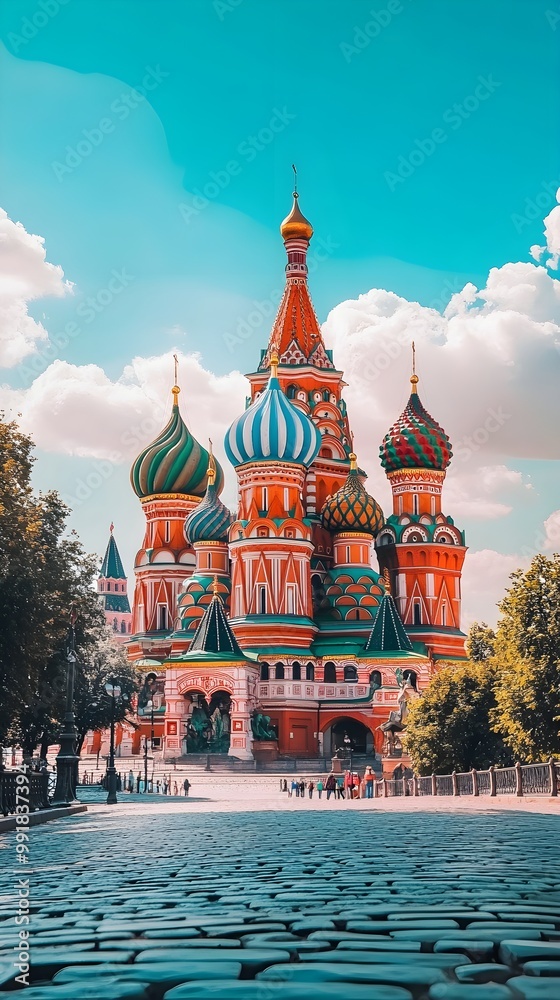 Fototapeta premium Red Square view featuring iconic Saint Basil's Cathedral picture