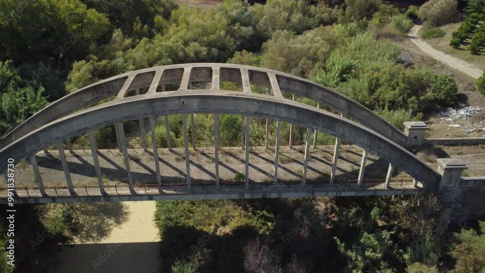 Aerial Perspective of Italy Historic Fascist-Era Bridge Architecture Aerial Perspective of Italy Historic Fascist-Era Bridge Architecture