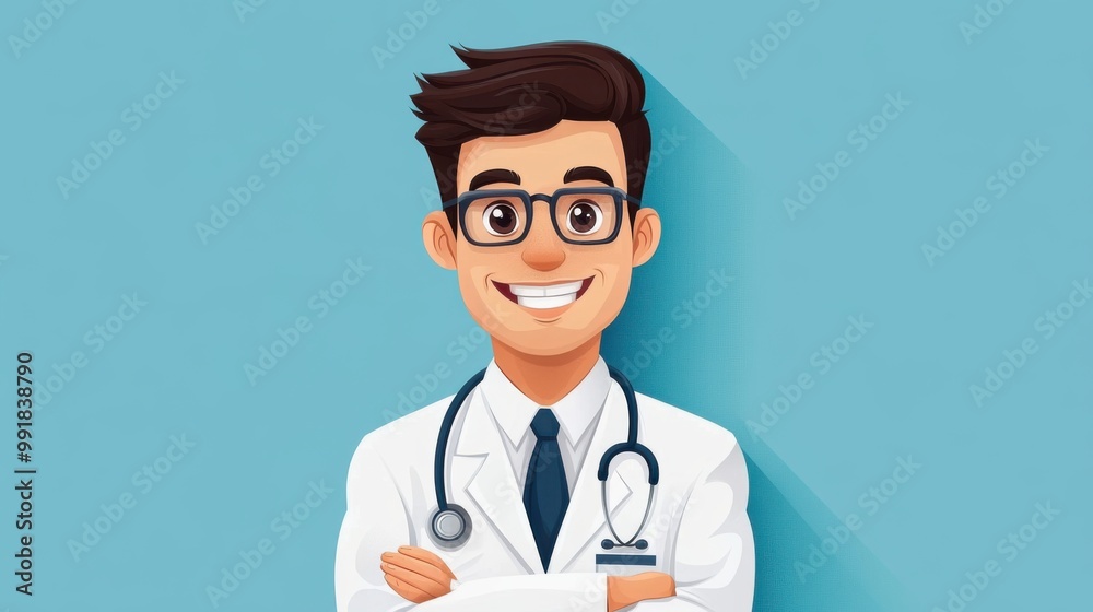 Friendly Male Doctor with Stethoscope and Smiling Face Friendly Male Doctor with Stethoscope and Smiling Face