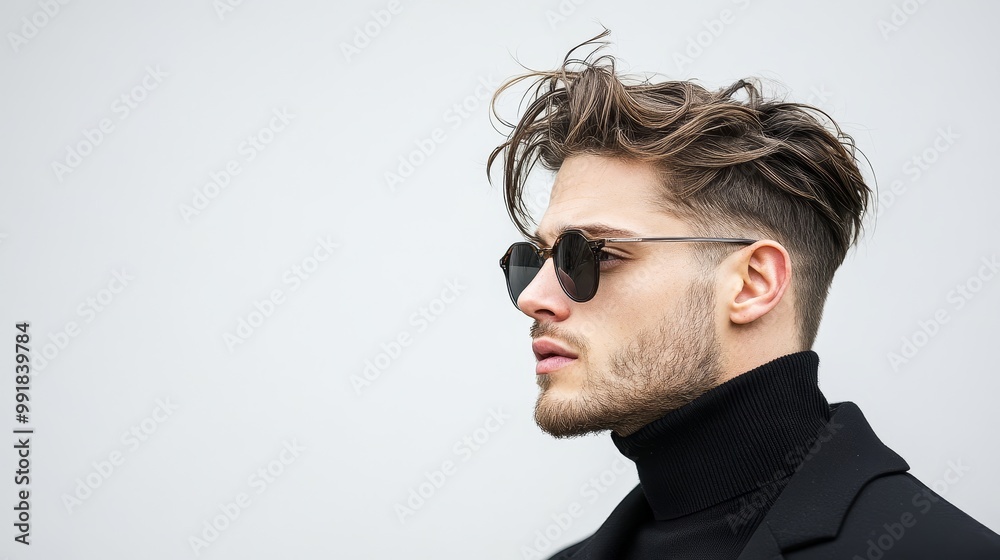 Stylish Young Man with Sunglasses and Modern Hairstyle