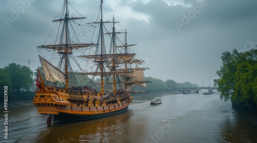 Golden Hinde Replica at St. Mary Overies Dock, showcasing the historic ship of Sir Francis Drake, a symbol of exploration and adventure
