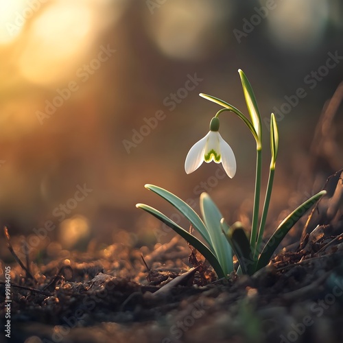 Beautiful snowdrop flower captured in serene natural setting picture