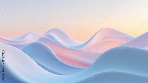 abstract 3d rendering of undulating waves in soft pastel colors creating a soothing and mesmerizing pattern against a gradient background