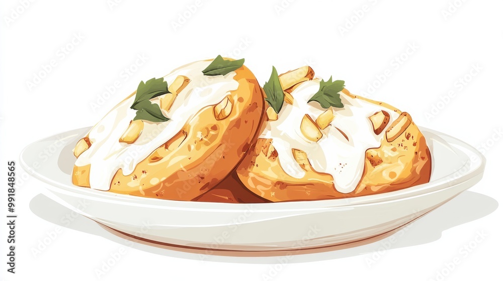 Illustration of Delicious Food on a Plate, Yummy Food Concept, Minimalist Flat Design, Clean White Background
Illustration of Delicious Food on a Plate, Yummy Food Concept, Minimalist Flat Design, Clean White Background