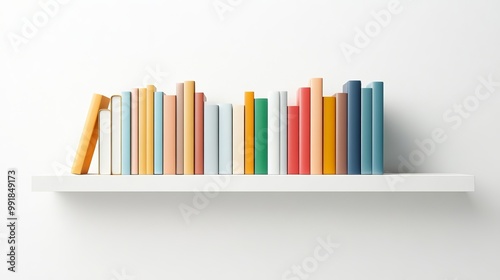 Colorful Books on a Minimalist Shelf Display