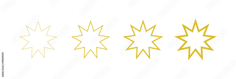 Bahai Icon Set. Nine Pointed Star and Persian Symbol in Vector Format. Bahai Icon Set. Nine Pointed Star and Persian Symbol in Vector Format.