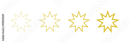 Bahai icon set. nine pointed Baha vector icon. Persian star symbol for UI designs.