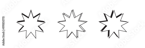 Bahai icon set. nine pointed Baha vector icon. Persian star symbol for UI designs.