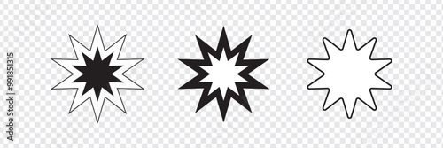 Bahai icon set. nine pointed Baha vector icon. Persian star symbol for UI designs.