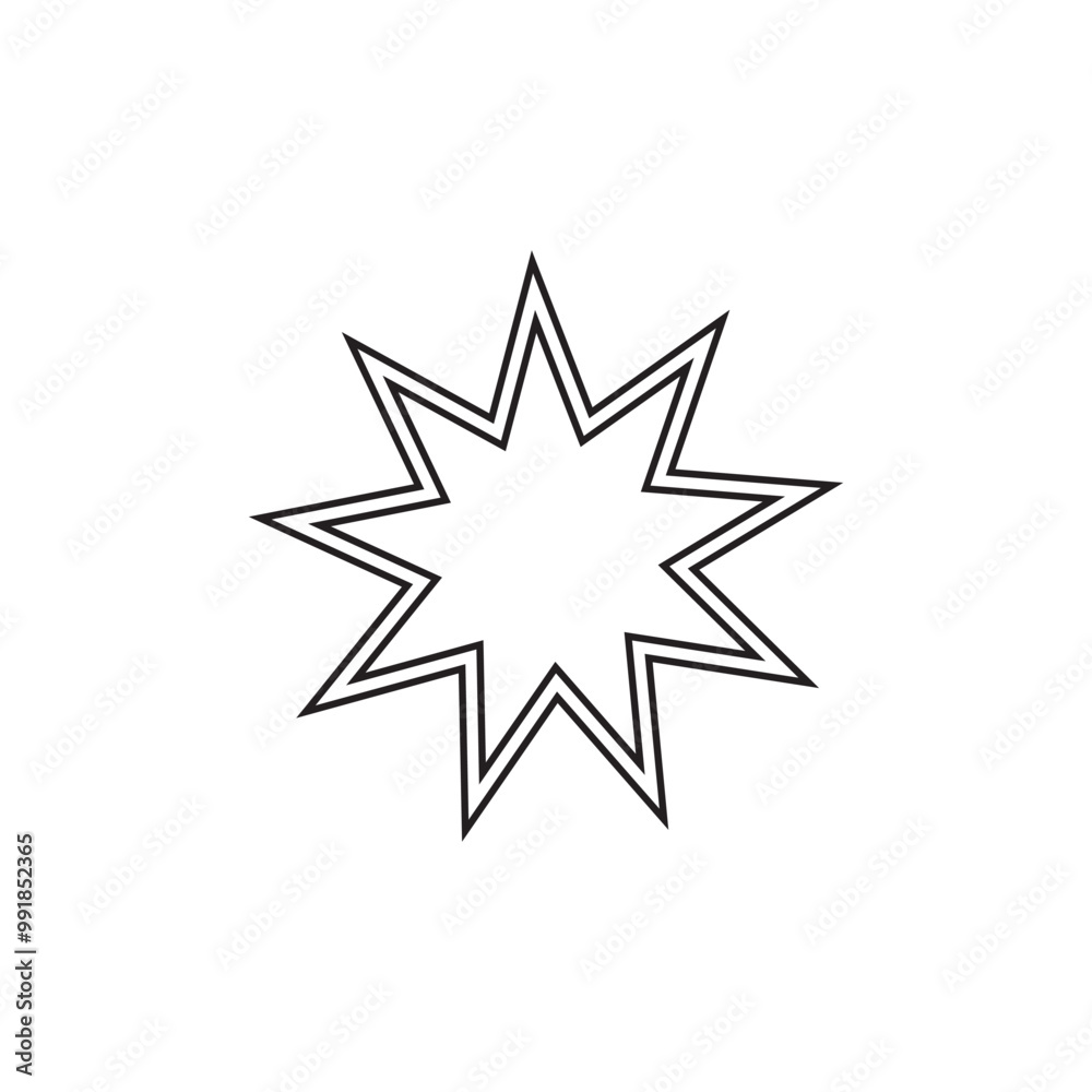 Bahai line icon set. nine pointed Baha symbol. Persian star line icon suitable for apps and websites UI designs. Bahai line icon set. nine pointed Baha symbol. Persian star line icon suitable for apps and websites UI designs.