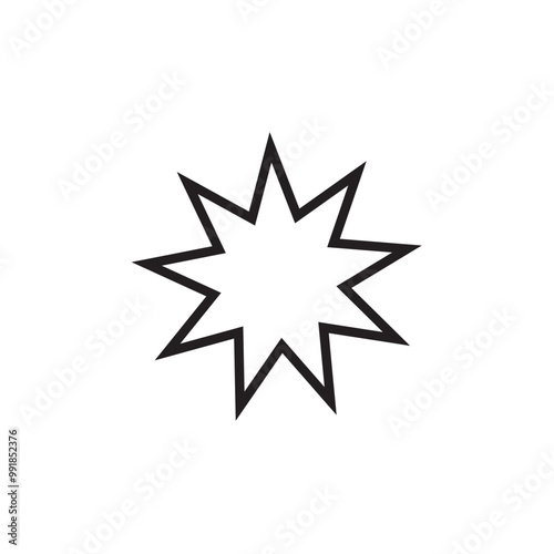 Bahai line icon set. nine pointed Baha symbol. Persian star line icon suitable for apps and websites UI designs.