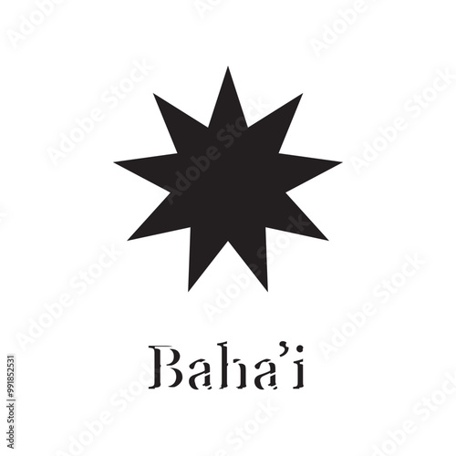 Bahai line icon set. nine pointed Baha symbol. Persian star line icon suitable for apps and websites UI designs.