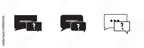 Question mark icon set. Bubble question icon, FAQ questions symbol on a white background.