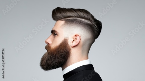 Stylish Male Profile with Modern Haircut and Beard