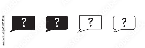 Question mark icon set. Bubble question icon, FAQ questions symbol on a white background.