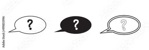 Question mark in a speech bubble icon set, vector illustration on white background