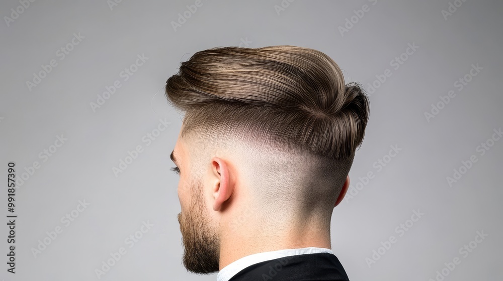 Fototapeta premium Stylish Men's Haircut with Fade and Volume