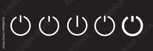 Power button vector icon set. Turn off symbol. Start button illustration isolated. Stop sign.