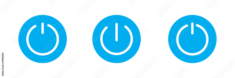 On off power button. Switch on switch off icon. Press start button sign isolated on white background. On off vector circle symbol. On off power button. Switch on switch off icon. Press start button sign isolated on white background. On off vector circle symbol.