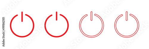 Power button vector icon set. Turn off symbol. Start button illustration isolated. Stop sign.