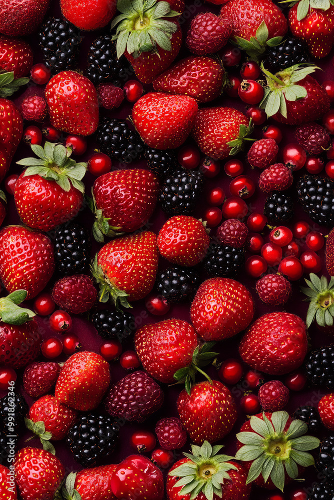 Fototapeta premium many small berries and strawberries background