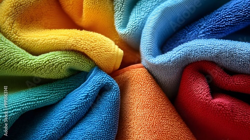 A Close-up of Colorful, Wrinkled, Fuzzy Fabric